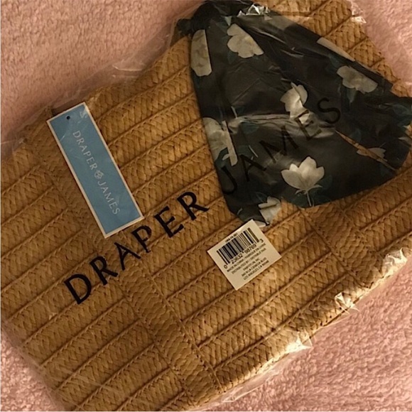 Draper James Straw Bag with Floral Scarf, Woven Top-Handle Tote & Snap Closure - Picture 12 of 12